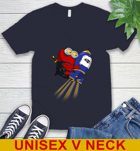 NFL Football Baltimore Ravens Deadpool Minion Marvel Shirt V-Neck T-Shirt 2