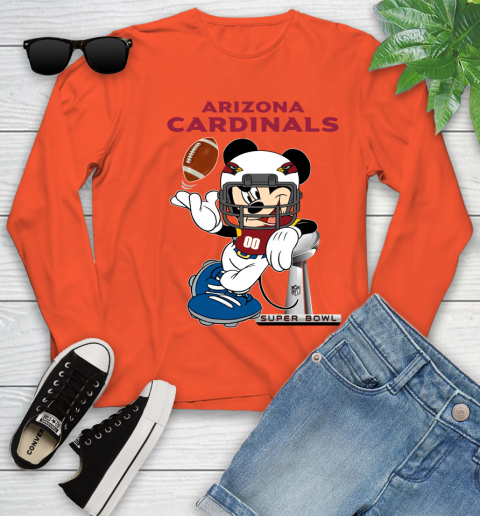NFL Arizona Cardinals Mickey Mouse Disney Super Bowl Football T Shirt Youth Long Sleeve 4