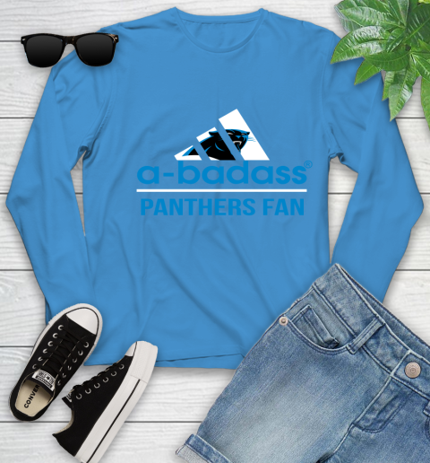 NFL A Badass Carolina Panthers Fan Adidas Football Sports Youth Long Sleeve 8