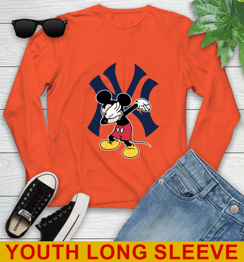 New York Yankees MLB Baseball Dabbing Mickey Disney Sports Youth Long Sleeve 4