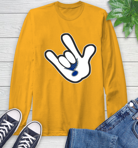 St.Louis Blues NHL Hockey Mickey Rock Hand Disney Long Sleeve T-Shirt 3