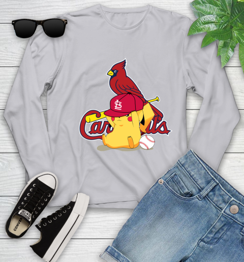MLB Pikachu Baseball Sports St.Louis Cardinals Youth Long Sleeve 5