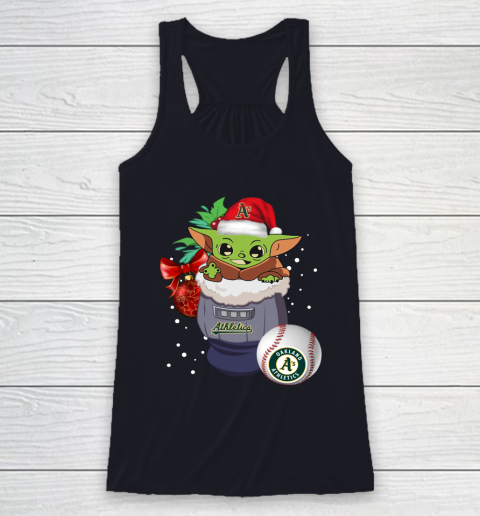 Oakland Athletics Christmas Baby Yoda Star Wars Funny Happy MLB Racerback Tank 9 Oakland Athletics Christmas Baby Yoda Star Wars Funny Happy MLB Racerback Tank - Image 9