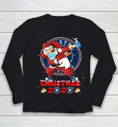 Houston Astros Funny Santa Claus Dabbing Christmas 2020 MLB Youth Long Sleeve