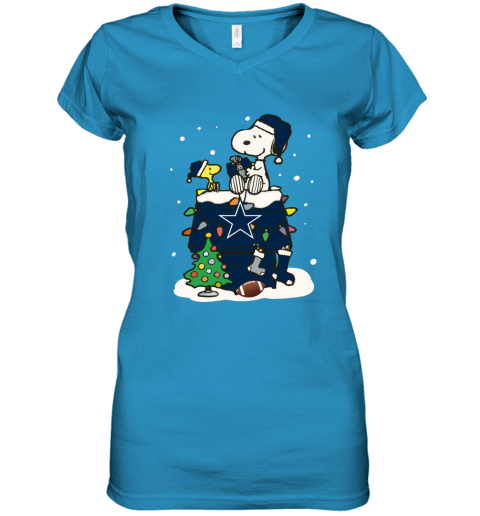 A Happy Christmas With Dallas Cowboys Snoopy Women's V-Neck T-Shirt