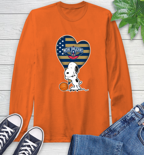 New Orleans Pelicans NBA Basketball The Peanuts Movie Adorable Snoopy Long Sleeve T-Shirt 5