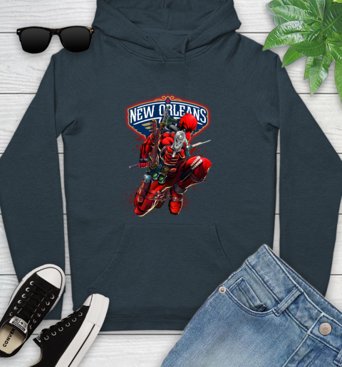 NBA Deadpool Marvel Comics Sports Basketball New Orleans Pelicans Youth Hoodie 8