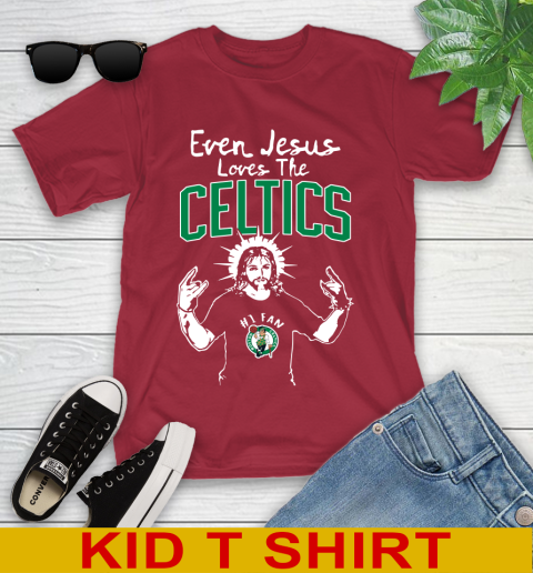 Boston Celtics NBA Basketball Even Jesus Loves The Celtics Shirt Youth T-Shirt 12