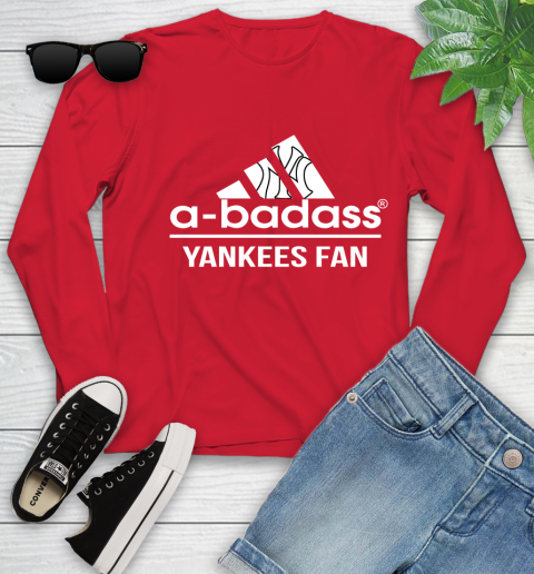 MLB A Badass New York Yankees Fan Adidas Baseball Sports Youth Long Sleeve 11