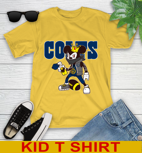 Indianapolis Colts NFL Football Mickey Peace Sign Sports Youth T-Shirt 8