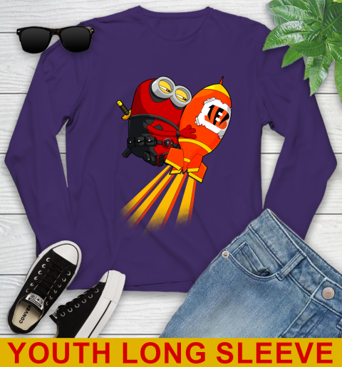 NFL Football Cincinnati Bengals Deadpool Minion Marvel Shirt Youth Long Sleeve 4
