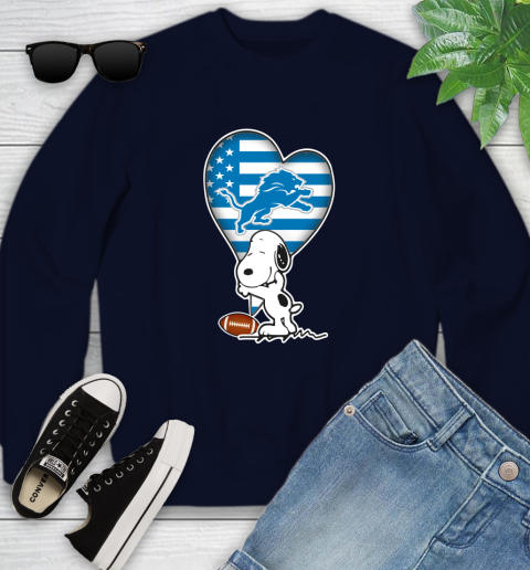 Detroit Lions NFL Football The Peanuts Movie Adorable Snoopy Youth Sweatshirt 3