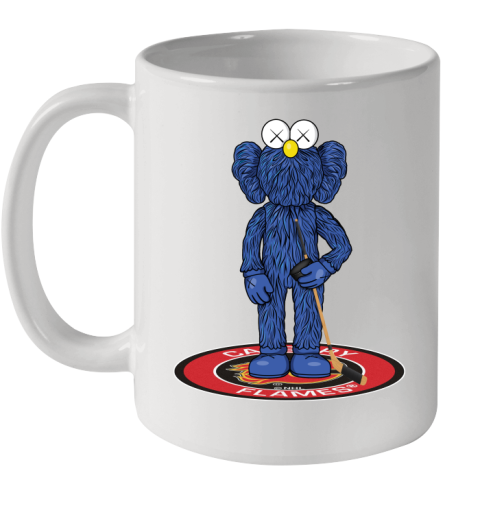 NHL Hockey Calgary Flames Kaws Bff Blue Figure Shirt Ceramic Mug 11oz