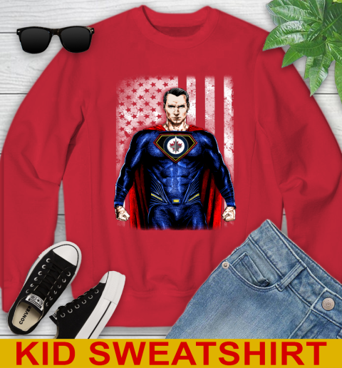 NHL Hockey Winnipeg Jets Superman DC Shirt Youth Sweatshirt 7