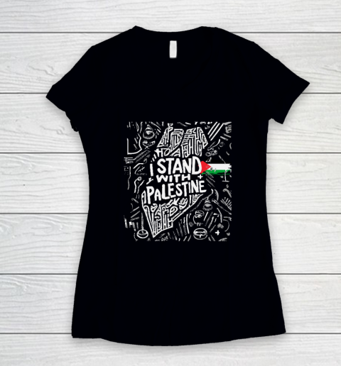 I Stand With Palestine Quote Free Palestine Women's V-Neck T-Shirt