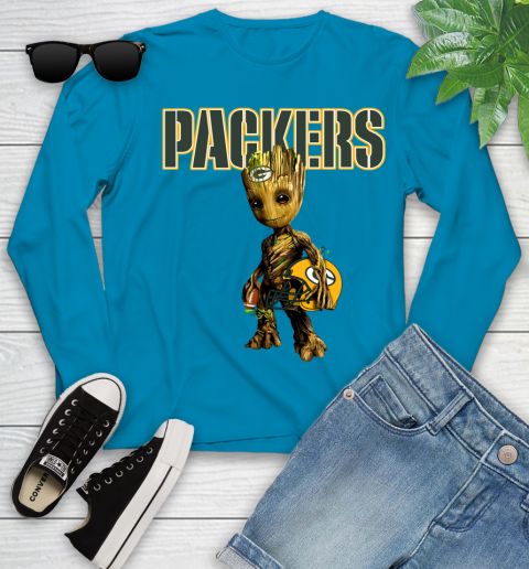 Green Bay Packers NFL Football Groot Marvel Guardians Of The Galaxy Youth Long Sleeve 7