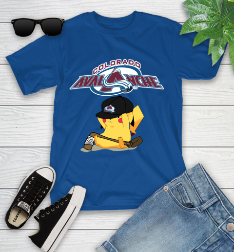 NHL Pikachu Hockey Sports Colorado Avalanche Youth T-Shirt 9