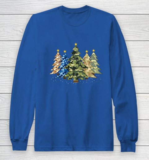 Camo Print Christmas Trees with Camouflage Print Xmas Long Sleeve T-Shirt 6