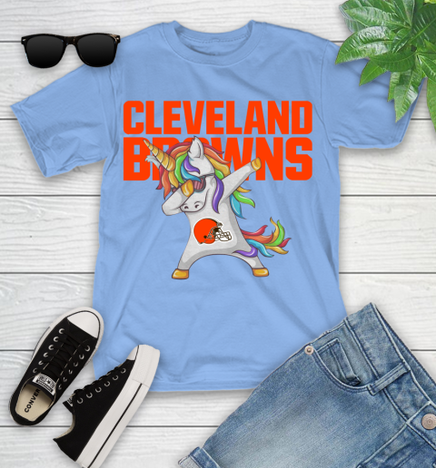 Cleveland Browns NFL Football Funny Unicorn Dabbing Sports Youth T-Shirt 11