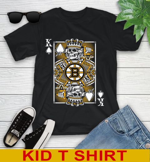 Boston Bruins NHL Hockey The King Of Spades Death Cards Shirt Youth T-Shirt