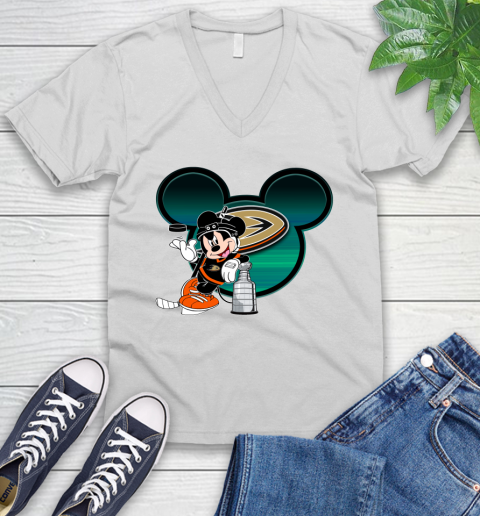 NHL Anaheim Ducks Stanley Cup Mickey Mouse Disney Hockey T Shirt V-Neck T-Shirt