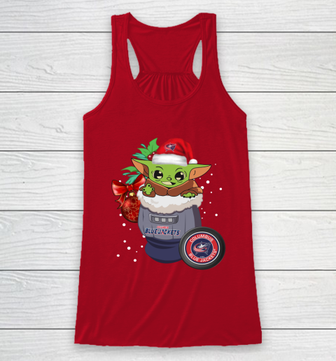 Columbus Blue Jackets Christmas Baby Yoda Star Wars Funny Happy NHL Racerback Tank 5