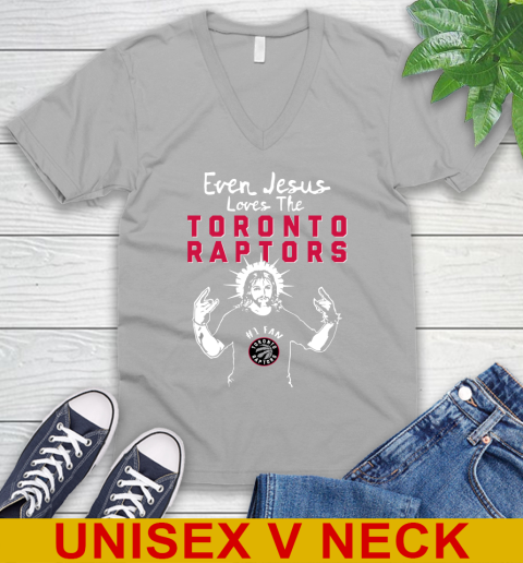 Toronto Raptors NBA Basketball Even Jesus Loves The Raptors Shirt V-Neck T-Shirt 3