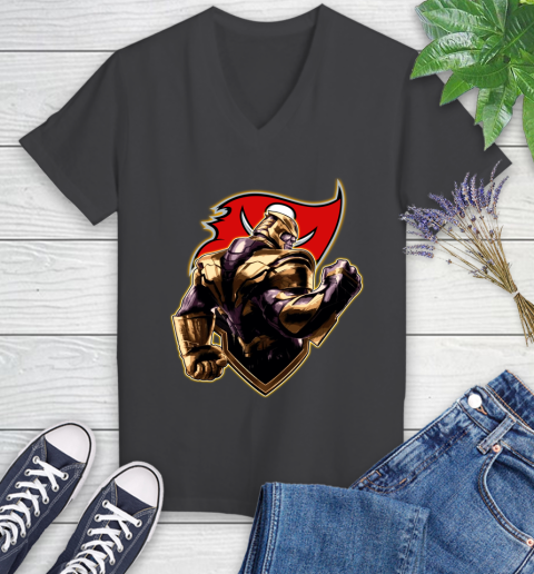 NFL Thanos Avengers Endgame Football Sports Tampa Bay Buccaneers Women's V-Neck T-Shirt 8