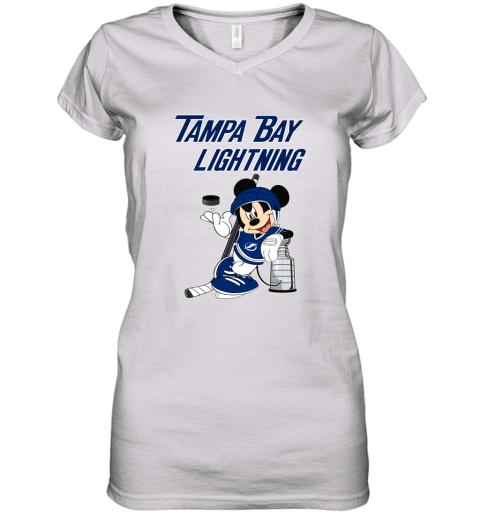 Mickey Tampa Bay Lightning With The Stanley Cup Hockey NHL Women's V-Neck T-Shirt