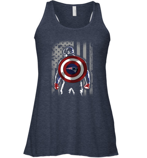 NFL New England Patriots Captain America Marvel Flag Football Sports 6yV7WmGyAKp flowy tank 32 95 151514 front heather navy