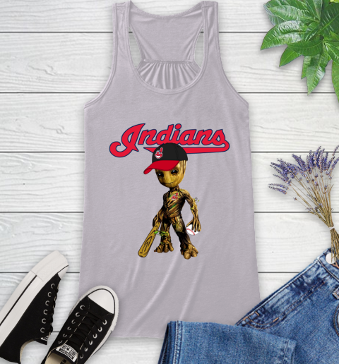 MLB Cleveland Indians Groot Guardians Of The Galaxy Baseball Racerback Tank 5