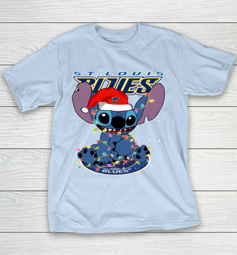St.Louis Blues NHL Hockey noel stitch Christmas Youth T-Shirt 4