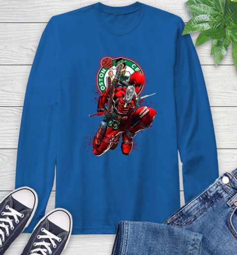 NBA Deadpool Marvel Comics Sports Basketball Boston Celtics Long Sleeve T-Shirt 9