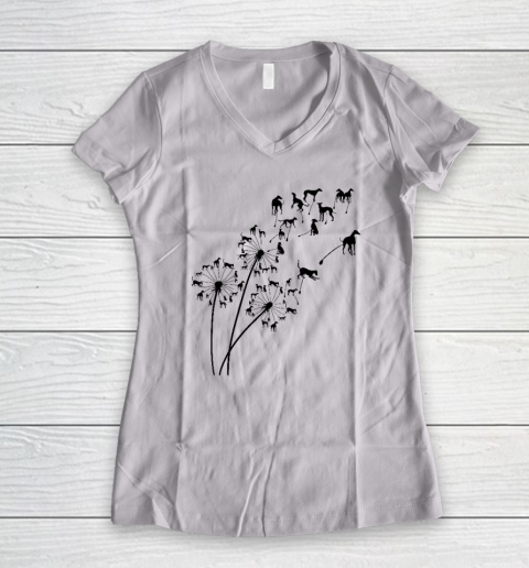 Dandelion Greyhound Flower, Floral Greyhound Tree Women's V-Neck T-Shirt