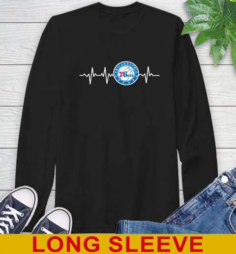 Philadelphia 76ers NBA Basketball Heart Beat Shirt Long Sleeve T-Shirt