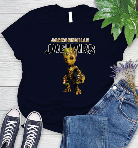 Jacksonville Jaguars NFL Football Groot Marvel Guardians Of The Galaxy Women's T-Shirt 3