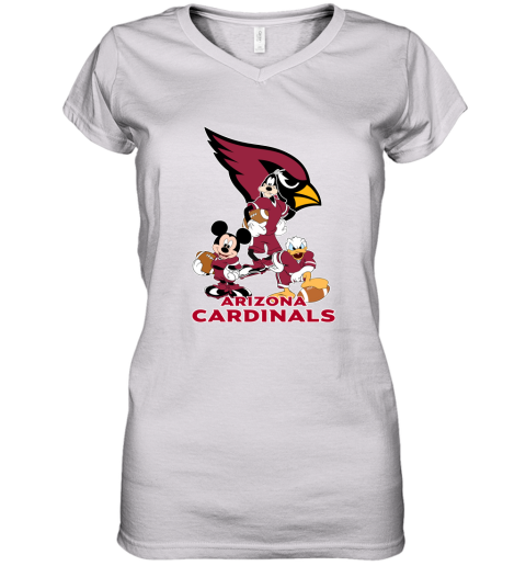 Mickey Donald Goofy The Three Arizona Cardinals Football Women's V-Neck T-Shirt