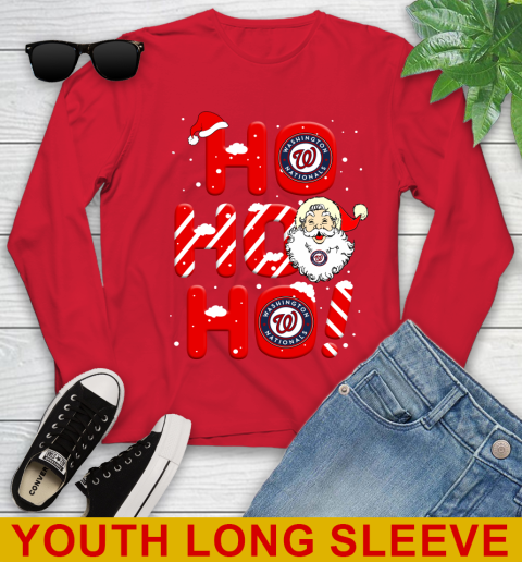 Washington Nationals MLB Baseball Ho Ho Ho Santa Claus Merry Christmas Shirt Youth Long Sleeve 11