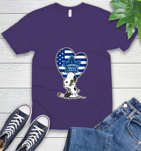 Toronto Maple Leafs NHL Hockey The Peanuts Movie Adorable Snoopy V-Neck T-Shirt 10