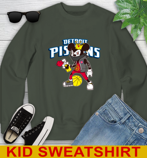 Detroit Pistons NBA Basketball Mickey Peace Sign Sports Youth Sweatshirt 9
