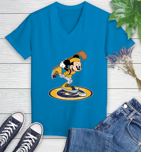 NHL Hockey Nashville Predators Cheerful Mickey Disney Shirt Women's V-Neck T-Shirt 6