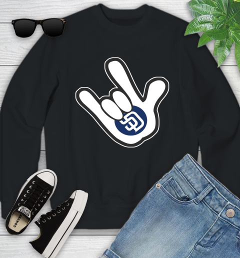 San Diego Padres MLB Baseball Mickey Rock Hand Disney Youth Sweatshirt 2