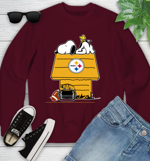 Pittsburgh Steelers NFL Football Snoopy Woodstock The Peanuts Movie Youth Sweatshirt 5