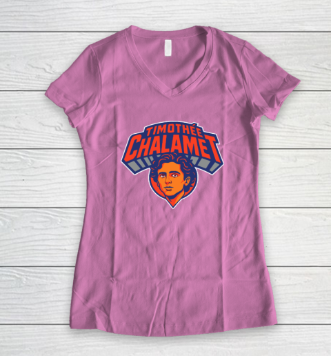 Timothee Chalamet New York Knicks Women's V-Neck T-Shirt 6