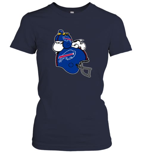 pyrm snoopy and woodstock resting on buffalo bills helmet ladies t shirt 20 front navy