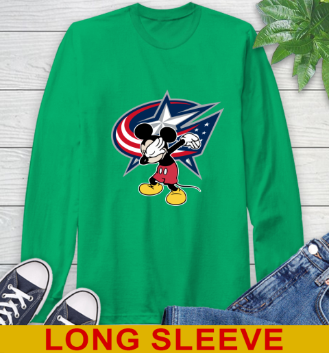 Columbus Blue Jackets NHL Hockey Dabbing Mickey Disney Sports Long Sleeve T-Shirt 7