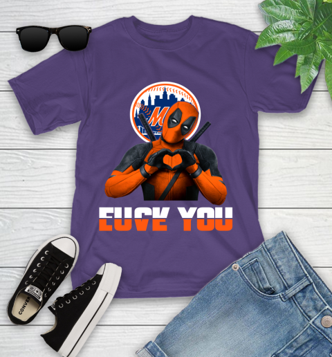 MLB New York Mets Deadpool Love You Fuck You Baseball Sports Youth T-Shirt 18