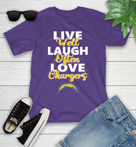 NFL Football Los Angeles Chargers Live Well Laugh Often Love Shirt Youth T-Shirt 3