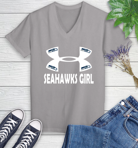 NFL Seattle Seahawks Girl Under Armour Football Sports Women's V-Neck T-Shirt 4