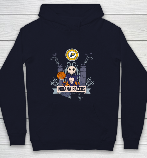 NBA Indiana Pacers Basketball Jack Skellington Halloween Youth Hoodie 2